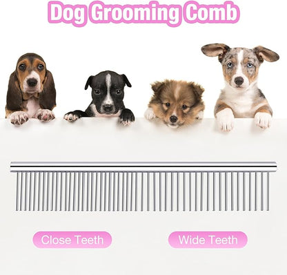 5 in 1 Dog Grooming Scissors with Safety Round Tips, Dog Grooming Scissors Kit, 4CR Stainless Steel Professional Pet Grooming Shears for Dog, Cat,Sharp and Sturdy, Pink