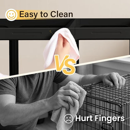 Acrylic Clear Dog Play Pen Indoor, Plastic Puppy Playpen with Door, Clear PlayPen for Dog Cat Rabbit Ferret, Easy Assemble Pen, Preferable Small Cage, 23.6" H, 10PCS, Black