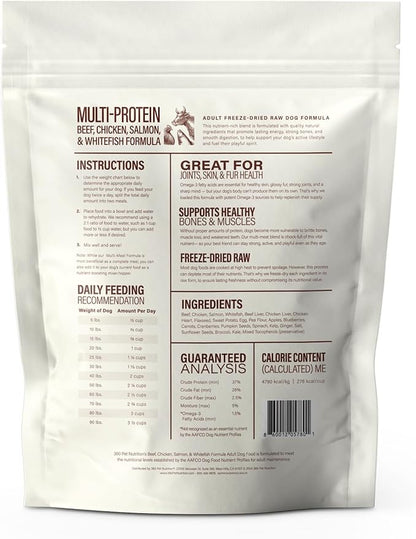 360 Pet Nutrition Raw Freeze-Dried Dog Food, High Protein, Balanced Meal w/Beef, Chicken,Organs, Whitefish, Omega-3, Fruit&Veg, Superfoods, No Fillers, 5 oz Food/Bites/Kibble (Multi Meat) Trial Size