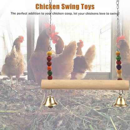 Chicken Bird Swing,Chicken Perch,Natural Wooden Swing Toys,Wood Stand for Chick,Safe and Relief of Stress,Chicken Coop Accessories,Coop Swing for Chicken Bird,Parrot,Hens (B)