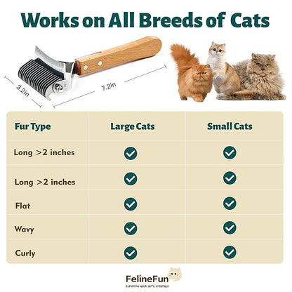 Cat Brush for Dematting & Deshedding, 2 in 1 Undercoat Rake, Efficiently Remove Loose Hair & Matted Fur, Professional Shedding Comb for Indoor Cats & Long Haired Cats