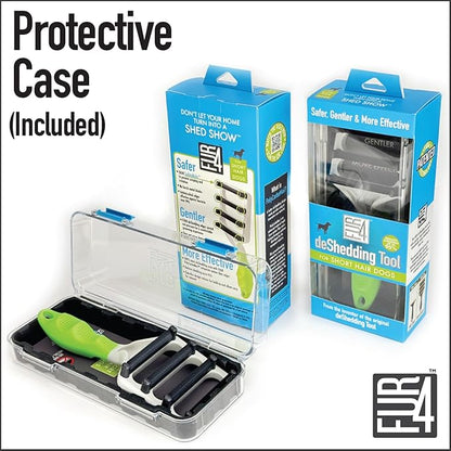 FUR4 deShedding Dog Brush for Short Hair Dogs  Pet Hair Brush with 4 Carbon Fiber Edges  deShedding Tool Removes Loose Fur  Gentle & Effective Dog Grooming Brush for Shedding