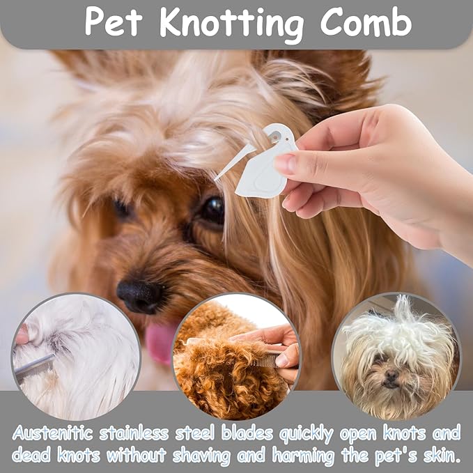7 Pack Pets Grooming Brush Comb Kit,Double-Side Deshedding Dematting Dog Brush,Undercoat Rake for Dogs & Cats,with Metal Comb,Flea Comb,Open Knot Comb,Fine-Teeth Comb,Tear Stain Remover Comb