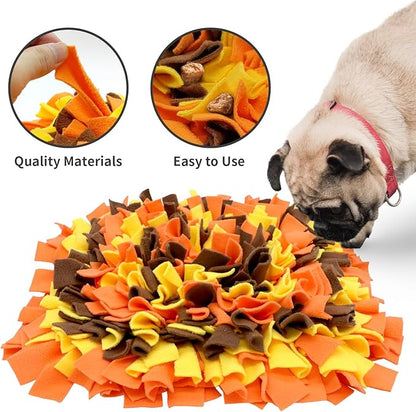Pet Snuffle Mat for Dogs, Dog Feeding Mat, Nosework Training Mats for Foraging Instinct Interactive Puzzle Toys (Orange&Yellow&Brown)
