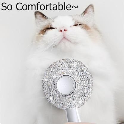 Bling Self Cleaning Slicker Brush for Dogs & Cats, Grooming Brushes for Long Short Haired Pets,Dog Brush for Shedding, Skin Friendly Deshedding Brush, Inlay Rhinestone Cat Brush,Rake, Comb