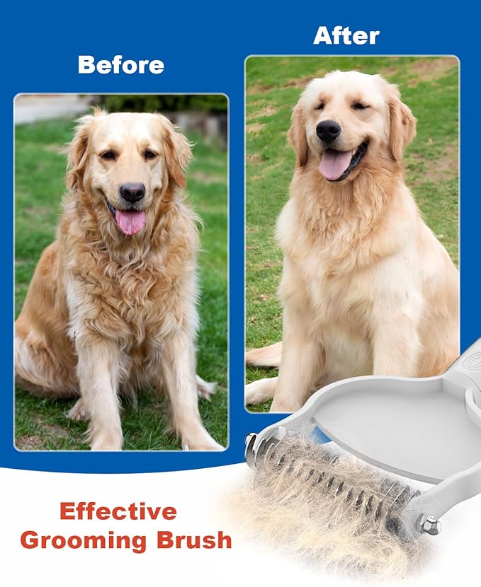 ACE2ACE Dematting Comb for Dogs, Deshedding Dog Brush, Undercoat Rake for Shedding Long Haired, Remove Knots, Tangles, and Matted Fur, Pet Grooming Tool, Orange