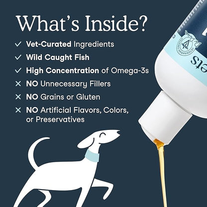 Fera Pets Fish Oil - Omega 3 for Dogs & Cats to Support Joints, Heart, Skin and Coat Health - Non GMO with Vitamin E - 8 oz