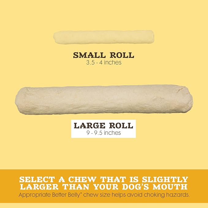 Better Belly Highly Digestible Rawhide Dental Chews, Treat Your Dog to a Chew with NO Artificial Colors or Flavors 4 Count (Pack of 1)