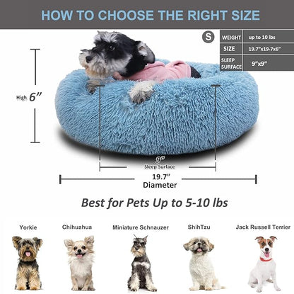 Puppy Beds for Small Dogs Washble 19 Inches Extra Small Anti-Anxiety for Calming Dog Doggie Bed Luxury Machine Washble Anti-Slip Waterproof Mute Bese Round Dog Bed.