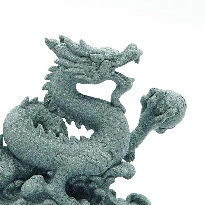 livelyfish Sandstone Chinese Dragon Statues, Aquarium Fish Tank Decorations Asian Garden Home Office Tabletop Small Accessories Decor for Wealth Success Lucky,A
