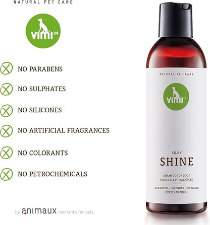 animaux vimi – Silky Shine Dog Shampoo for Sensitive Skin - Relief for Dry, Itchy Skin - Provides Extra Shine - Purely Natural Ingredients - Lavender - Perfectly PH-Balanced - Pet Care - 8.45 fl oz