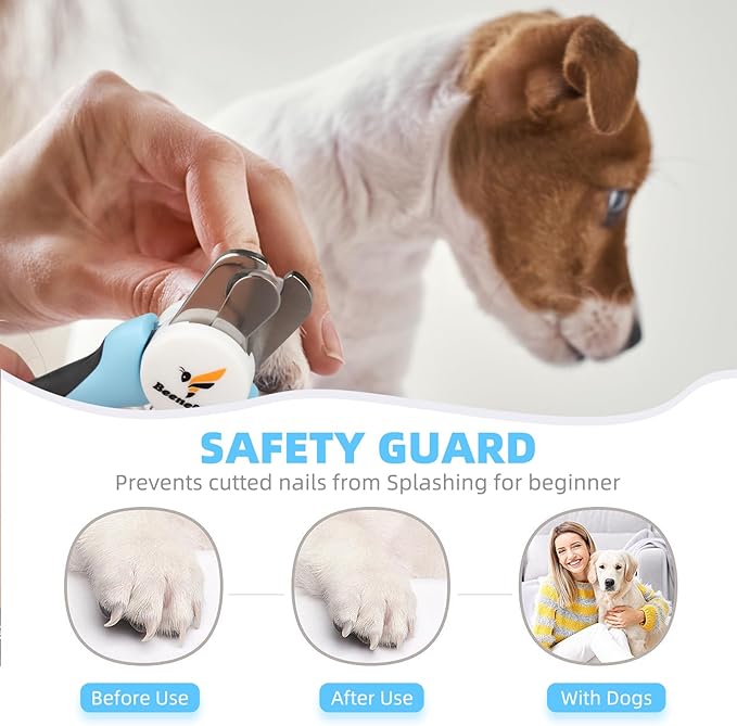 Large Dog Nail clippers with Sharp Stainless Steel Blade for Smooth Cutting, Ergonomic TPE Handle Special Baffle to Avoid Flying Nail Fragments, Hidden Nail File (Large/Medium)