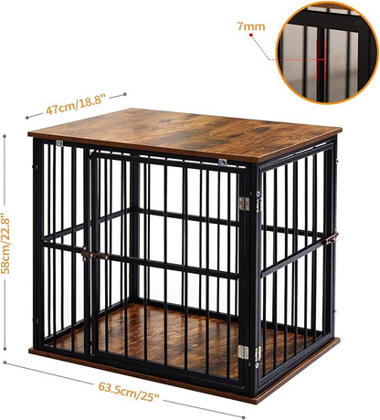 Made4Pets Dog Crate Furniture Dog Kennel Indoor Decorative Wood Dog Cage, 25”L x 18.6”W x 22.9”H, Brown