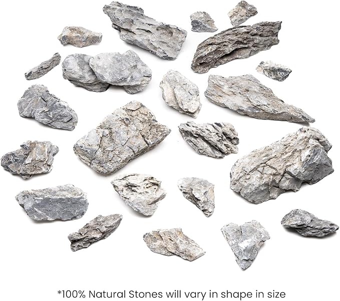 SubstrateSource Natural Stone for Aquarium, Terrarium, Paludarium, Reptile Enclosures - Set of Decorative Rocks for Landcapes, Aquascaping, Fish Tank Decor (Boutique Seiryu Stone, 20 Pounds, 3-8")
