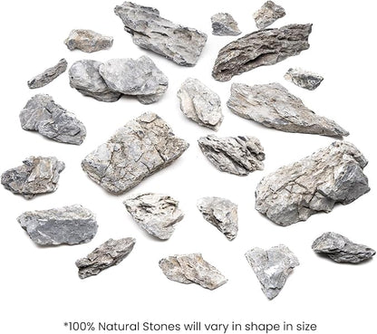 SubstrateSource Natural Stone for Aquarium, Terrarium, Paludarium, Reptile Enclosures - Set of Decorative Rocks for Landcapes, Aquascaping, Fish Tank Decor (Boutique Seiryu Stone, 20 Pounds, 3-8")