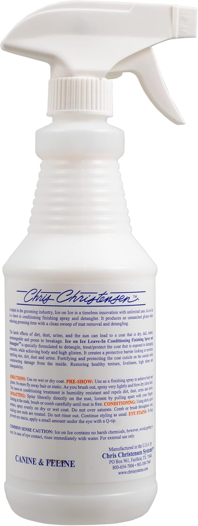 Chris Christensen Detangle and Finishing Spray + Dog Brush Bundle: Ice on Ice Detangler & Finishing Spray- Adds Elasticity & Strength + 27mm T-Brush- Stainless Steel Pins