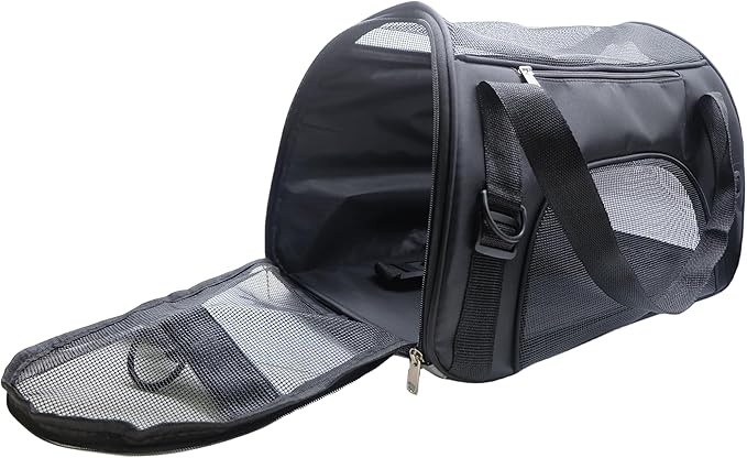 Cat Carrier,Soft-Sided Pet Travel Carrier for Cats,Dogs Puppy Comfort Portable Foldable Pet Bag Airline Approved (Medium-Black)