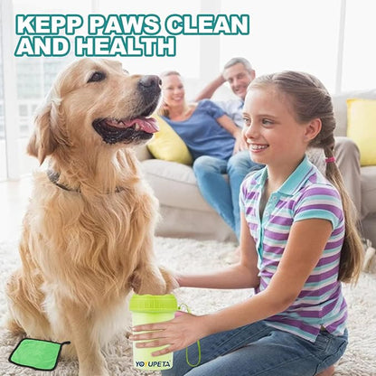 Dog Paw Cleaner, Dog Paw Washer, Buddy Muddy Paw Cleaner,Medium Portable Silicone Pet Cleaning Brush Cup, Pet Foot Washer for Small Medium Breed Dogs, Free Towel, Green