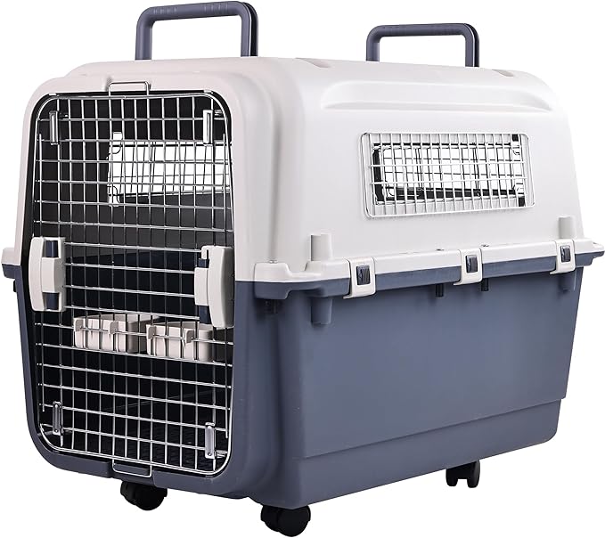 Plastic Kennels, Plastic Dog Crate, Airline Approved Pet Carrier for Dogs and Cats Longer Traveling, L