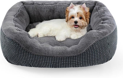 INVENHO Dog Beds for Small Medium Dogs Washable, Calming Dog Bed Small Size Dog, Orthopedic Dog Bed, Warming Soft Calming Sleeping Puppy Bed Durable Pet Bed with Anti-Slip Bottom