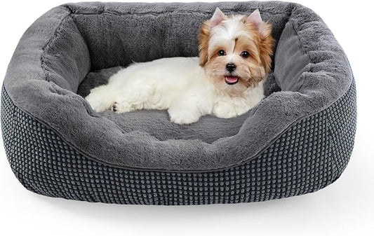 INVENHO Dog Beds for Small Medium Dogs Washable, Calming Dog Bed Small Size Dog, Orthopedic Dog Bed, Warming Soft Calming Sleeping Puppy Bed Durable Pet Bed with Anti-Slip Bottom