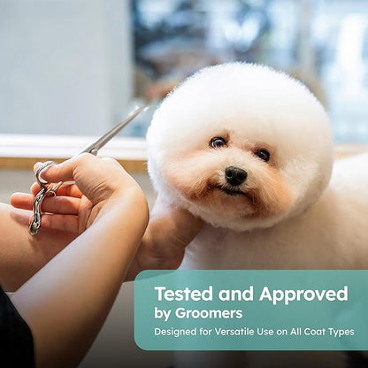 7" Dog Thinning Shears for Grooming  Blending Scissors for Face, Legs & Tail  European Style Fast Hair Release, VG10 Stainless Steel, Handcrafted, 50% Thinning Rate for Smooth Finishing