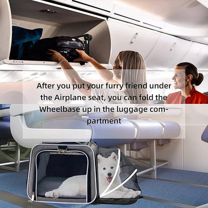 Airline Approved Expandable Premium Pet Carrier on Wheels- Two Sided Rolling Carrier- Designed for Dogs & Cats- Extra Spacious Soft Lined Carrier! - Pink (RL-PET-CARRIER-WHEELS)