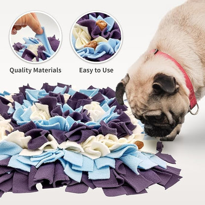 Pet Snuffle Mat for Dogs, Dog Feeding Mat, Nosework Training Mats for Foraging Instinct Interactive Puzzle Toys (Violet&SkyBlue&White)