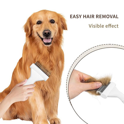 Dog Brush for Shedding cat deshedding grooming supplies for indoor short long hair pet dematting undercoat rake for brish poodle remove matted fur slicker best comb tool cepillo para perros. (White)