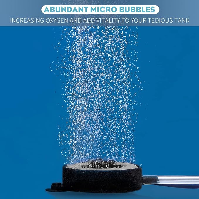 Pawfly 2 Inch Aquarium Air Stone Disc with LED Light Fine Bubbler Diffuser with Tubing for Fish Tank (Pump not Included)