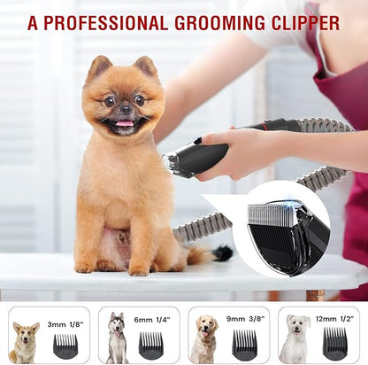 DOGCARE 6-in-1 Dog Modern Grooming Kit with Vacuum, Cat & Dog Clippers & Vacuum for Shedding Grooming with 2.5L Large Capacity Dust Box, Powerful Suction and Lower Noise Pet Grooming Kit at Home