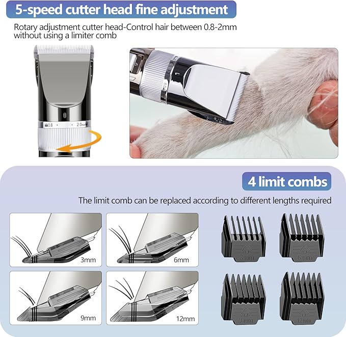 12V Professional Dog Clippers for Grooming, Electric Sheep Shears Pet Grooming Clippers for Thick Coat Heavy Duty Animal Hair Fur Trimmers Shaver