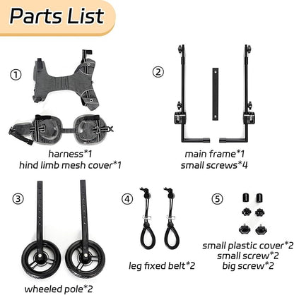BECEMURU Dog Wheelchair for Back Legs, Doggy/Cat Wheelchair with Disabled Hind Legs Walking, Lightweight with Protective Vest Mobility Aids for Small Pets Hind Limbs (Small)