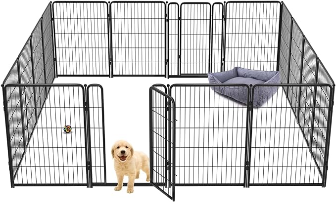 FXW Homeplus Dog Playpen for Indoor Use - Stress-Free and Safe Play, Heavy Duty 40 Inch 16 Panels Dog Pen for Medium and Large Dogs, Black_atented