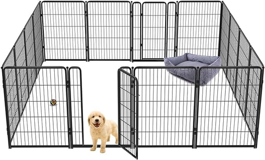 FXW Homeplus Dog Playpen for Indoor Use - Stress-Free and Safe Play, Heavy Duty 40 Inch 16 Panels Dog Pen for Medium and Large Dogs, Black_atented