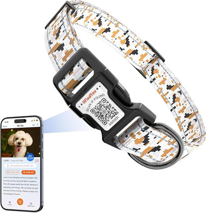 Reflective Dog Collars for Large Dogs Soft Nylon Camo Gray Sized L