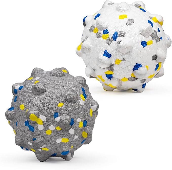 Upgrade Dog Balls for Aggressive Chewers, Indestructible Tennis Balls for Dogs, Durable Bouncy Dog Toy Balls, Interactive Dog Toys for Fetch Game, Lightweight Floating Dog Toys(Grey+White Large)
