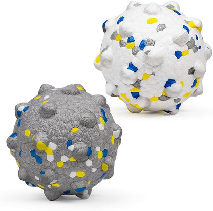 Upgrade Dog Balls for Aggressive Chewers, Indestructible Tennis Balls for Dogs, Durable Bouncy Dog Toy Balls, Interactive Dog Toys for Fetch Game, Lightweight Floating Dog Toys(Grey+White Large)