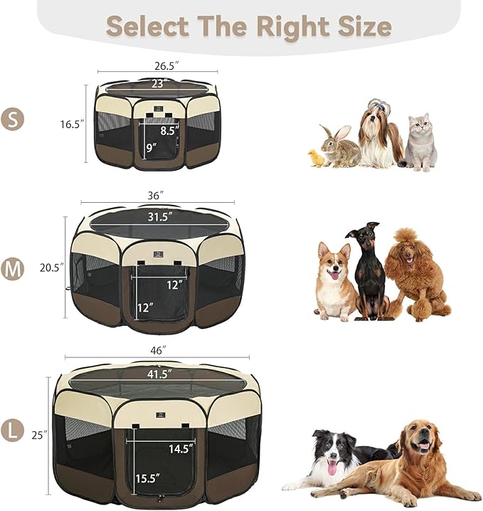 A4Pet Portable Foldable Pet Playpen, Dog Playpen Indoor/Outdoor - Ideal for Puppies, Cats, Rabbits - Removable Zipper & Collapsible Travel Bowl