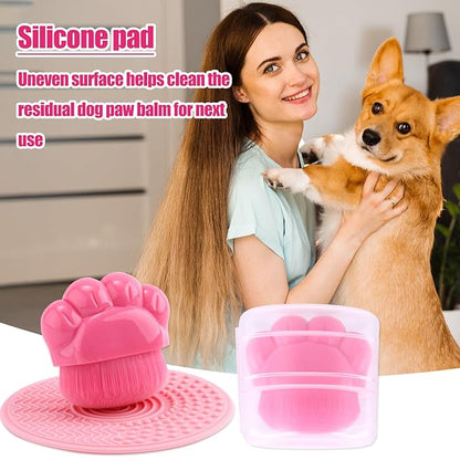 2pcs Dog Paw Balm Brush, Dog Paw Pad Balm Brush with Silicone Cleaning Pad Dog Cares Products Dog Nose Balm Applicator Paw Cleaning Brush for Dogs Cats (Pink)