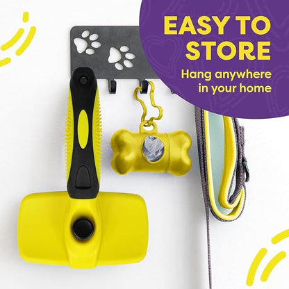 YINGFAN Slicker Brush for Dogs, Self Cleaning Dog Brush for Shedding, Dog Hair Brush for Long Haired Dogs, 7.1 Inch (Yellow)