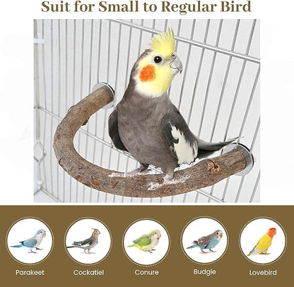 2Pcs 6.2inch Parrot Bird Natural Wood Stand Perch Swing U Shape Stick Bird Perches Bird Cage Toy for for Small to Regular Size Birds