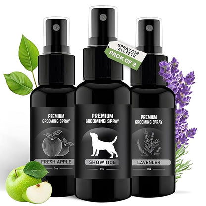 605Products Premium Dog Cologne & Odor Eliminator - Long Lasting Puppy Perfume, Deodorant & Grooming Spray with Essential Oils, (2oz) 3-Pack Combo Set
