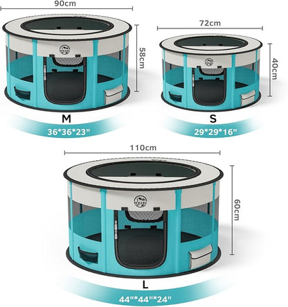 Dog Playpen Puppy Play Pen Indoors Pet Crate Small Dog Cage Portable Foldable Cat Kennel for Kitten Hamster Rabbit Bunny Guinea Pig with Collapsible Food Bowl Carrying Case
