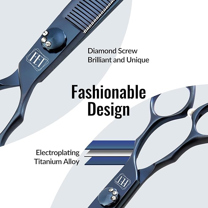 Dog Grooming Scissors: 7" Curved Thinning Pet Shears Made Of Japanese 440C for Trimming Dogs Cats and Other Pets face and paws Haze Blue