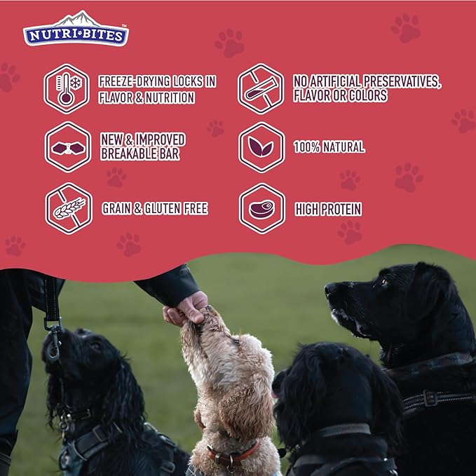 Nutri Bites Freeze Dried Beef Recipe Dog & Cat Treats, 9oz | Healthy Pet Training Treats or Food Topper | All Natural, Single Ingredient, High Protein | Great for All Breeds