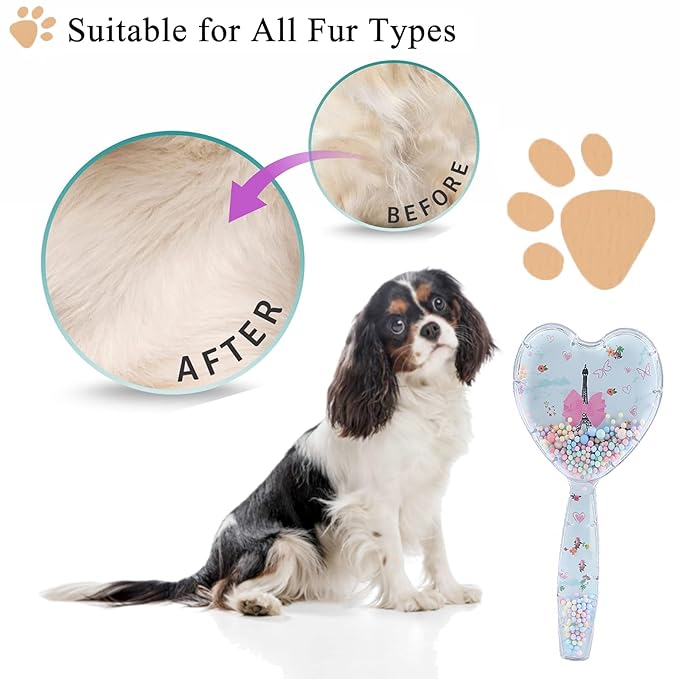 Small Dog Brush, Soft Dog Grooming Brush for Shih Tzus, Yorkies, Maltipoos, Maltese, Love Shape Puppy Massaging Pet Hair Brush, Cat Brush, for Small Dogs Cats of All Hair Types(Sky Blue)