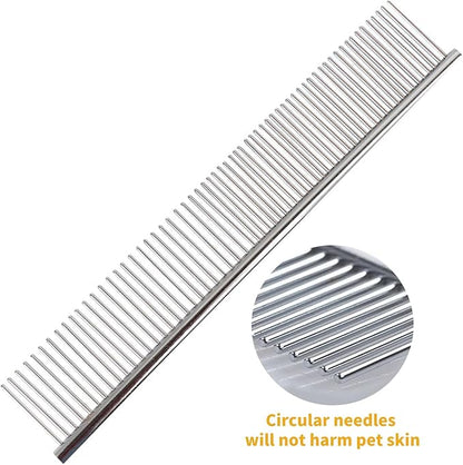 Self-Cleaning Slicker Brush for Dogs, Cats, Lightweight Dog Brush for Shedding Massaging GroomingComes with a pet steel comb and Dog Grooming Brush, As Well As 2 Silicone Pet Hair Suction Prop.