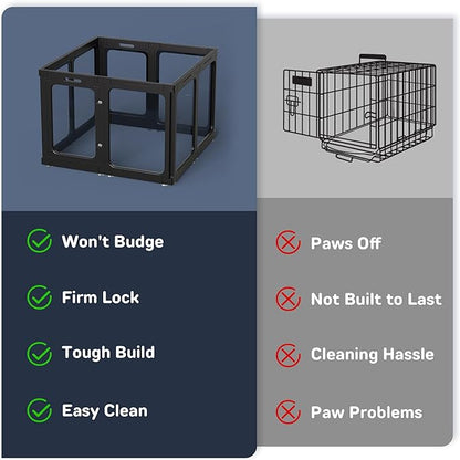 Acrylic Dog Playpen Indoor, 8 PCS Plastic Puppy Playpen with Door, Clear PlayPen for Dog Cat Rabbit Ferret, Easy Assemble Pen, Preferable Small Cage, Black, 33.5" L x 33.5" W x 24" H