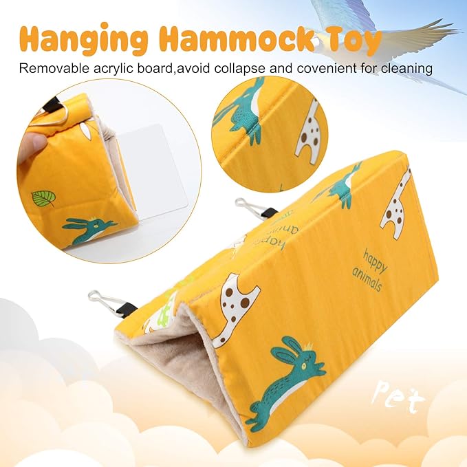 Rypet Winter Warm Bird Nest House - Hanging Hammock Velvet Shed Hut Cage Plush Fluffy Birds Hideaway Sleeping Bed Fuzzy for Parrot Parakeet Cockatiels Budgies Lovebird Smallï¼_ellowï¼